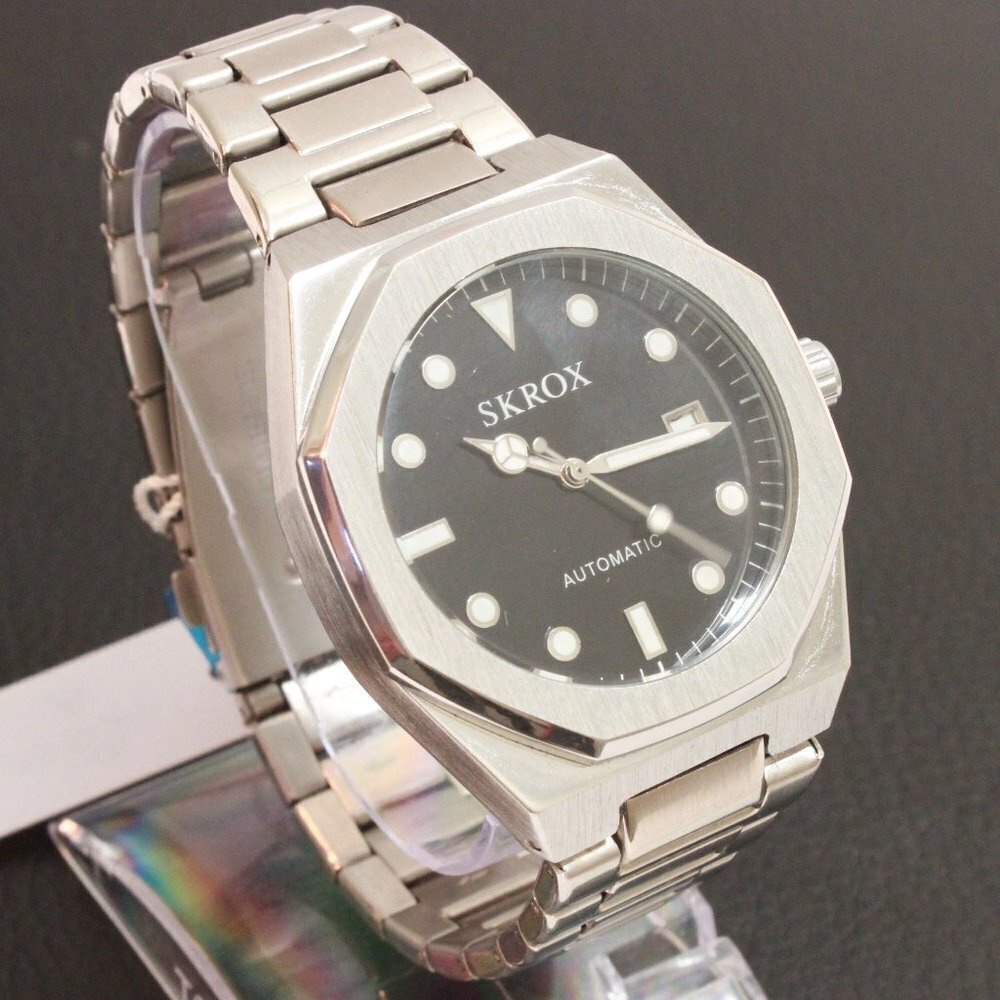 Men's Integrated Bracelet Sports Watch Automatic See Through Case back 41mm - Picture 2 of 12
